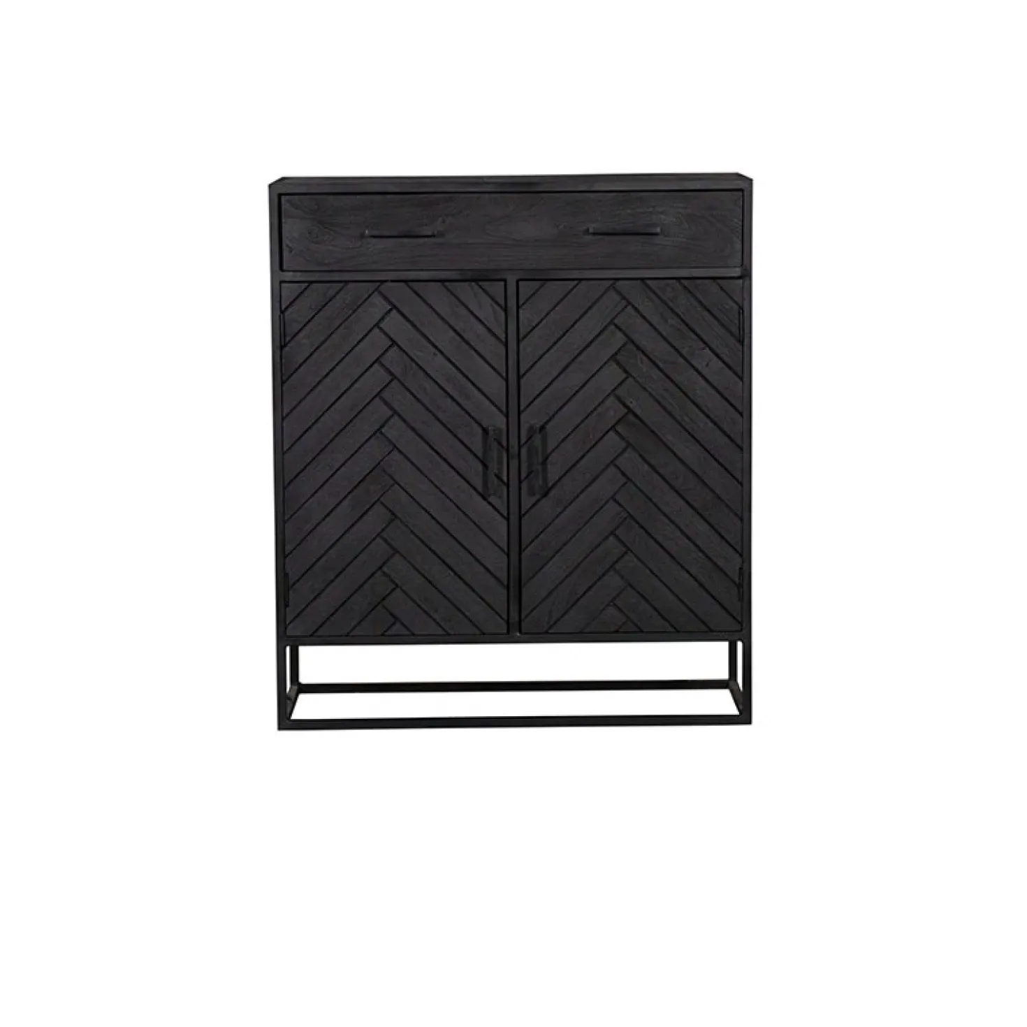 Wandkast Scandi visgraat zwart mangohout 100cm