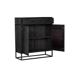 Wandkast Scandi visgraat zwart mangohout 100cm