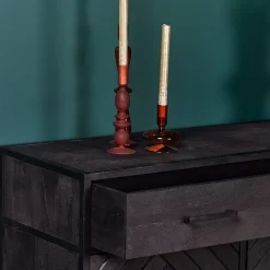 Wandkast Scandi visgraat zwart mangohout 100cm
