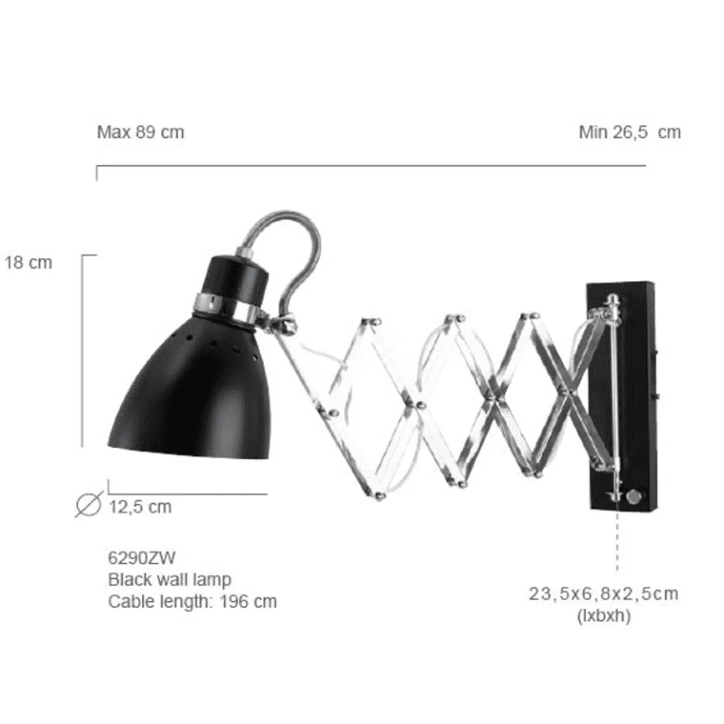 Wandlamp Spring Zwart