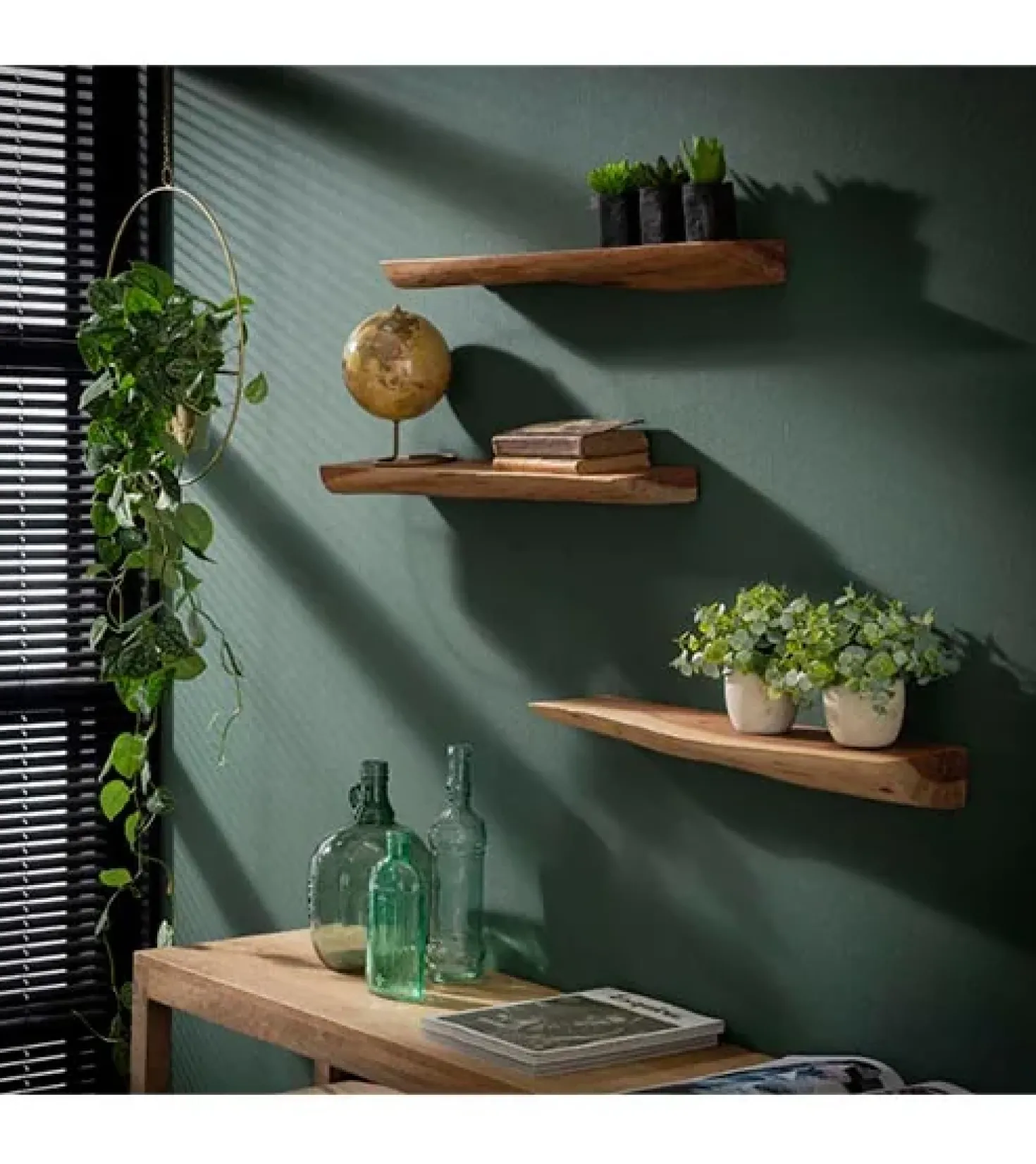Wandplank hout Davis set van 3