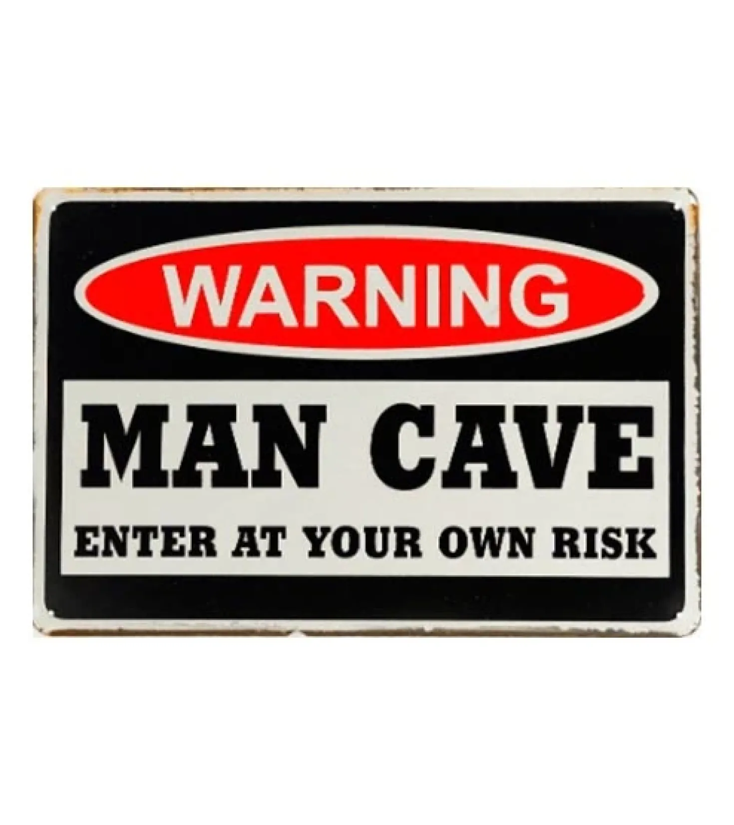 Warning Man Cave risk - metalen bord