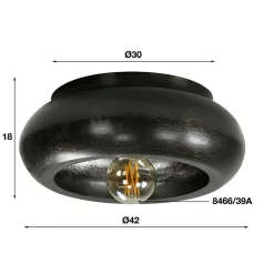 Warp 1-lichts plafondlamp groot zwart