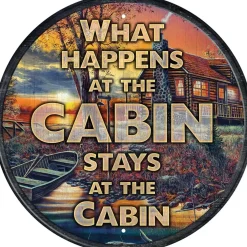 What happens in the cabin - metalen bord