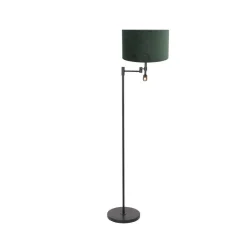 Wilco 2-lichts Vloerlamp Zwart met Groen Velvet kap