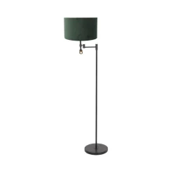 Wilco 2-lichts Vloerlamp Zwart met Groen Velvet kap