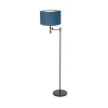 Wilco 2-lichts Vloerlamp Zwart met Blauw Velvet kap