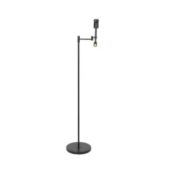 Wilco 2-lichts Vloerlamp Zwart met Zwart Linnen kap