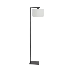 Wilco 1-lichts Vloerlamp Zwart met Wit Linnen kap
