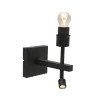 Wilco 2-lichts Wandlamp Zwart met Wit Chintz kap
