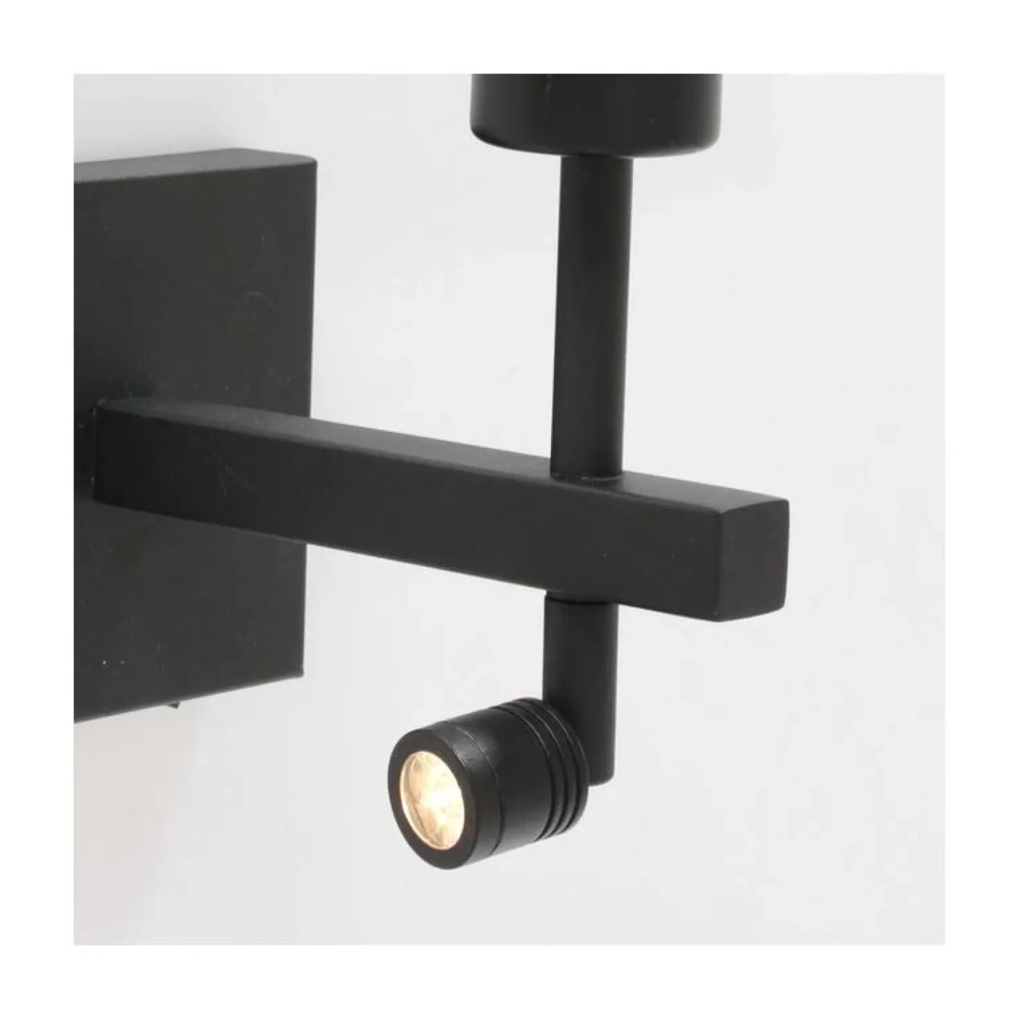 Wilco 2-lichts Wandlamp Zwart met Wit Linnen kap
