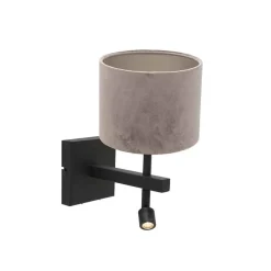 Wilco 2-lichts Wandlamp Zwart met Zilver Velvet kap