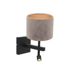 Wilco 2-lichts Wandlamp Zwart met Zilver Velvet kap