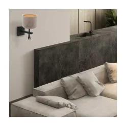 Wilco 2-lichts Wandlamp Zwart met Zilver Velvet kap