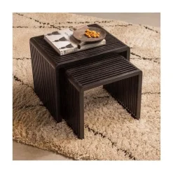 Willa Bijzettafel Set van 2 Teak Zwart
