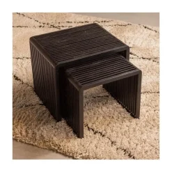 Willa Bijzettafel Set van 2 Teak Zwart