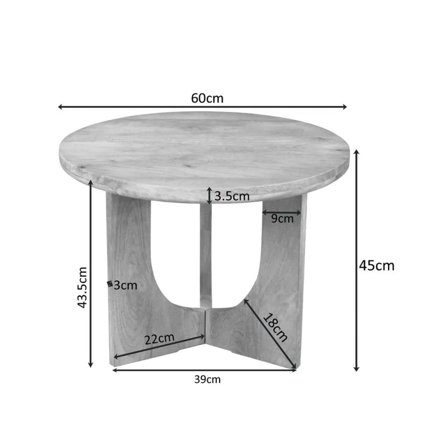 William Salontafel rond Naturel Mangohout 60cm