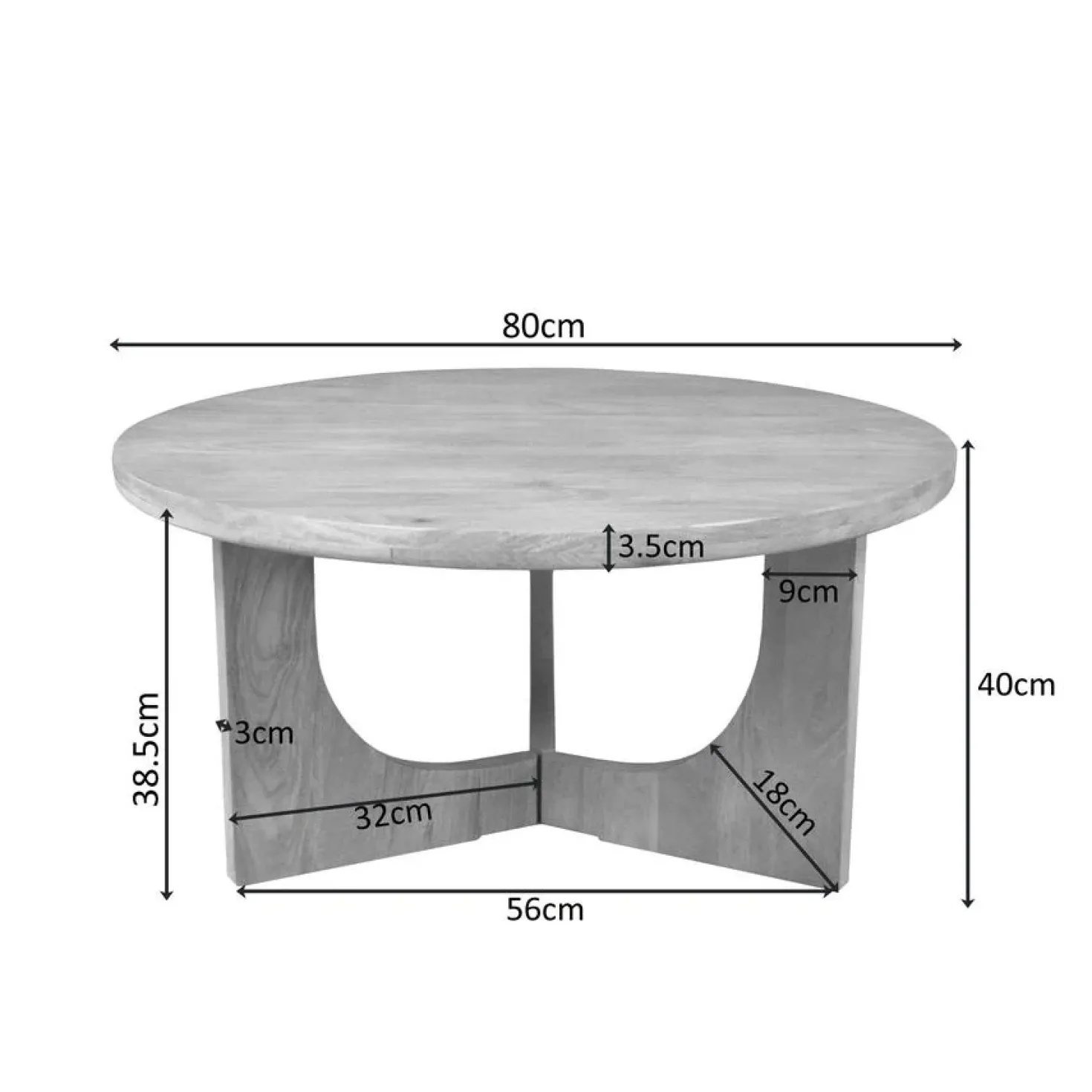 William Salontafel rond Naturel Mangohout 80cm