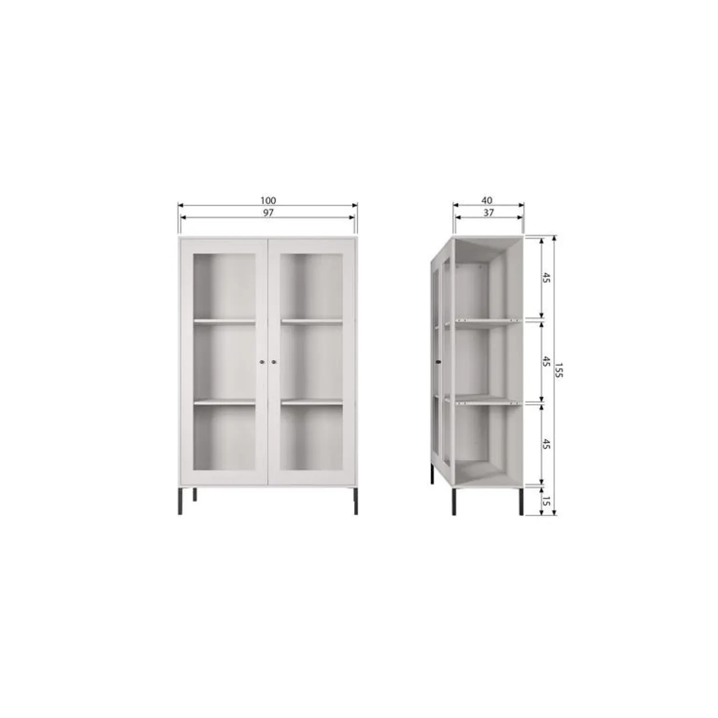 Xam Vitrinekast Grenen Wolkengrijs 100cm
