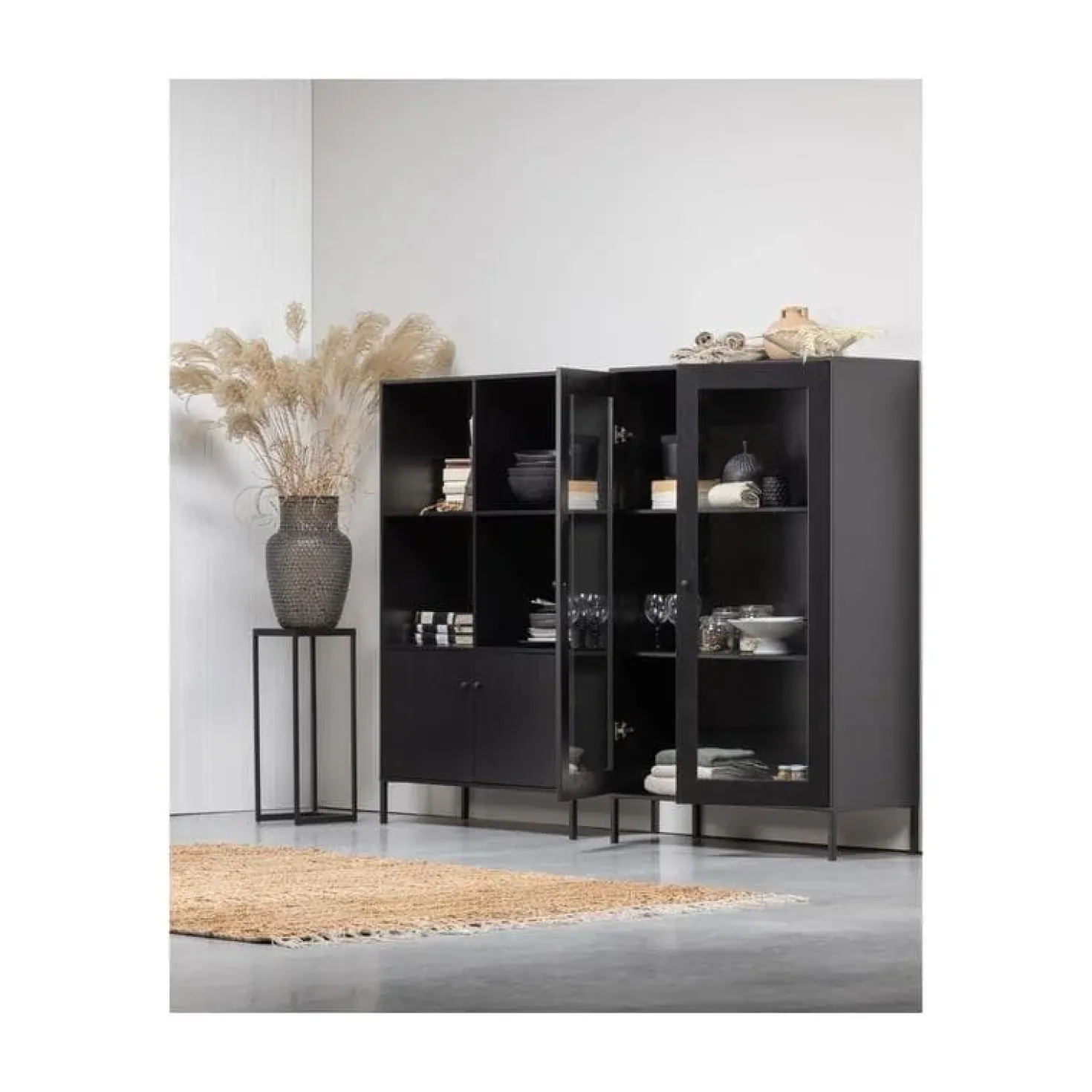 Xam Vitrinekast Grenen Zwart 100cm