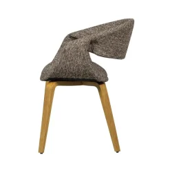 Yossi Eetkamerstoel bruin met houten poot naturel