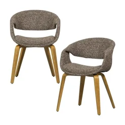 Yossi Eetkamerstoel bruin met houten poot naturel