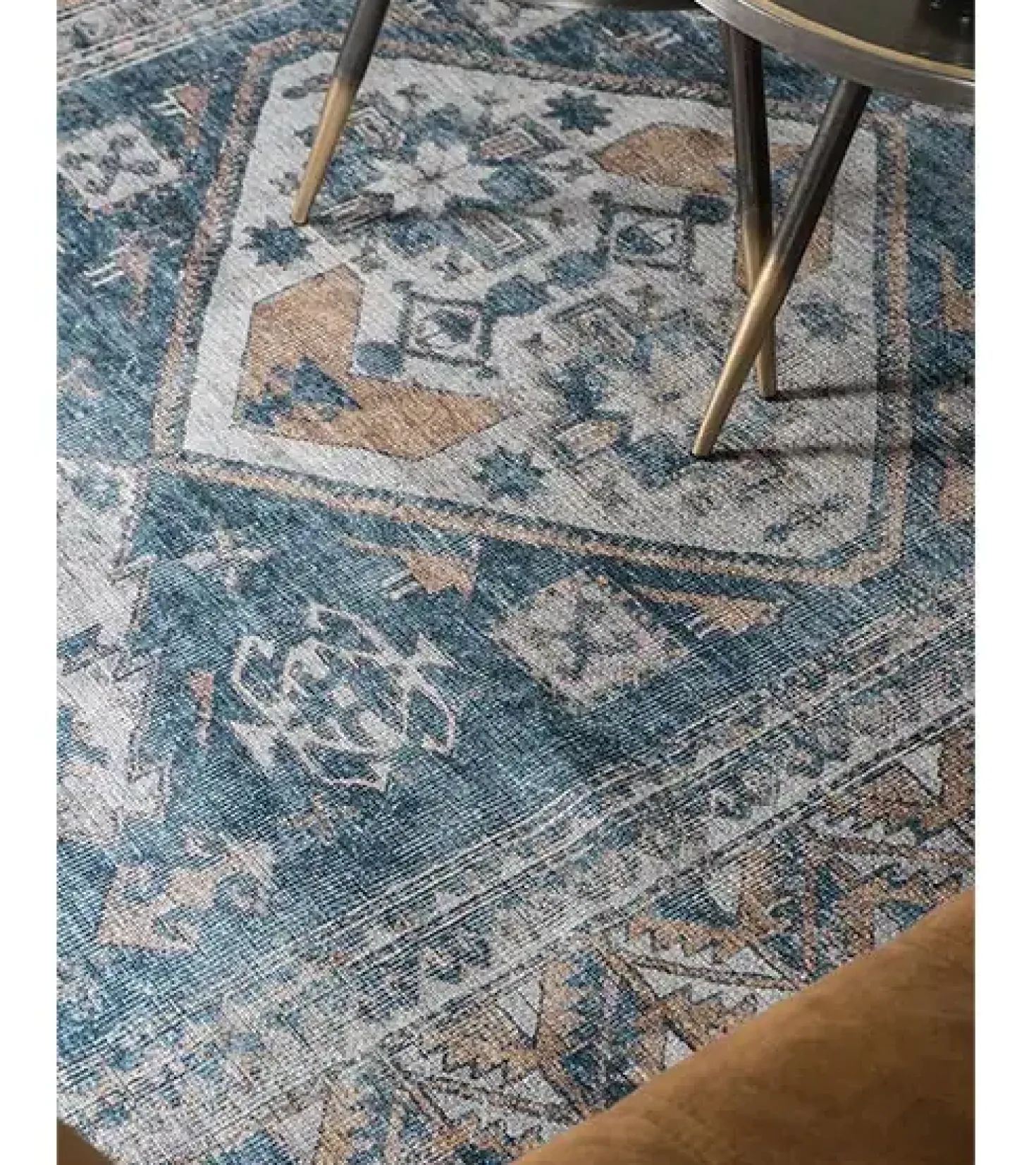Zareen vloerkleed vintage rechthoek blauw 2