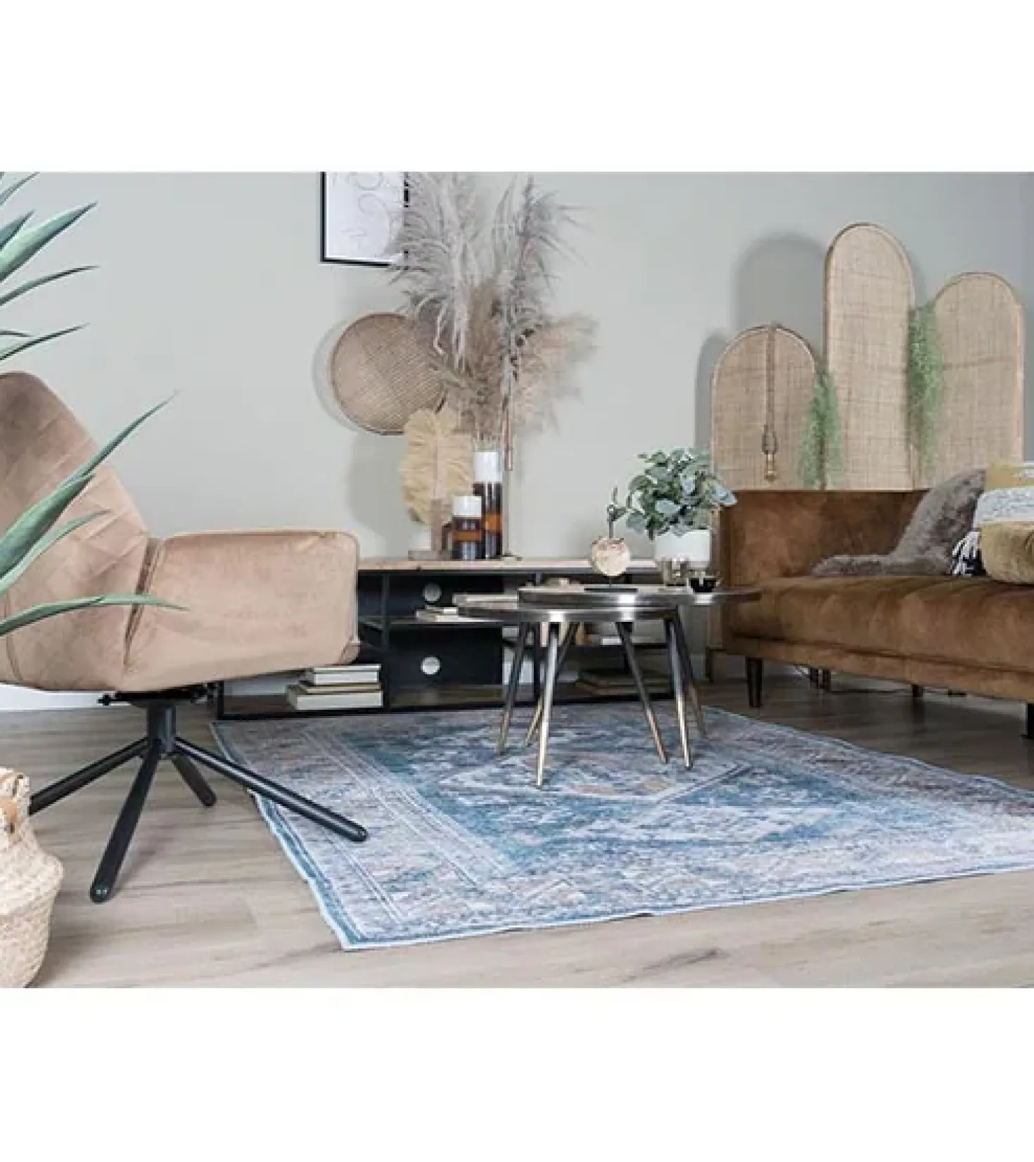 Zareen vloerkleed vintage rechthoek blauw 2