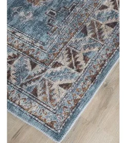 Zareen vloerkleed vintage rechthoek blauw 3