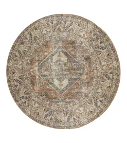 Zareen vloerkleed vintage rond blauw