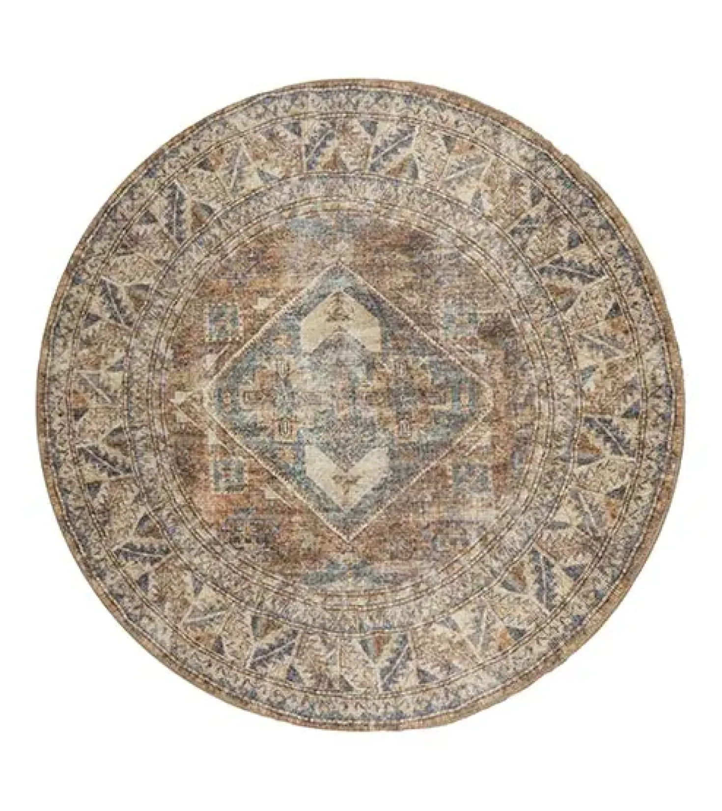 Zareen vloerkleed vintage rond blauw