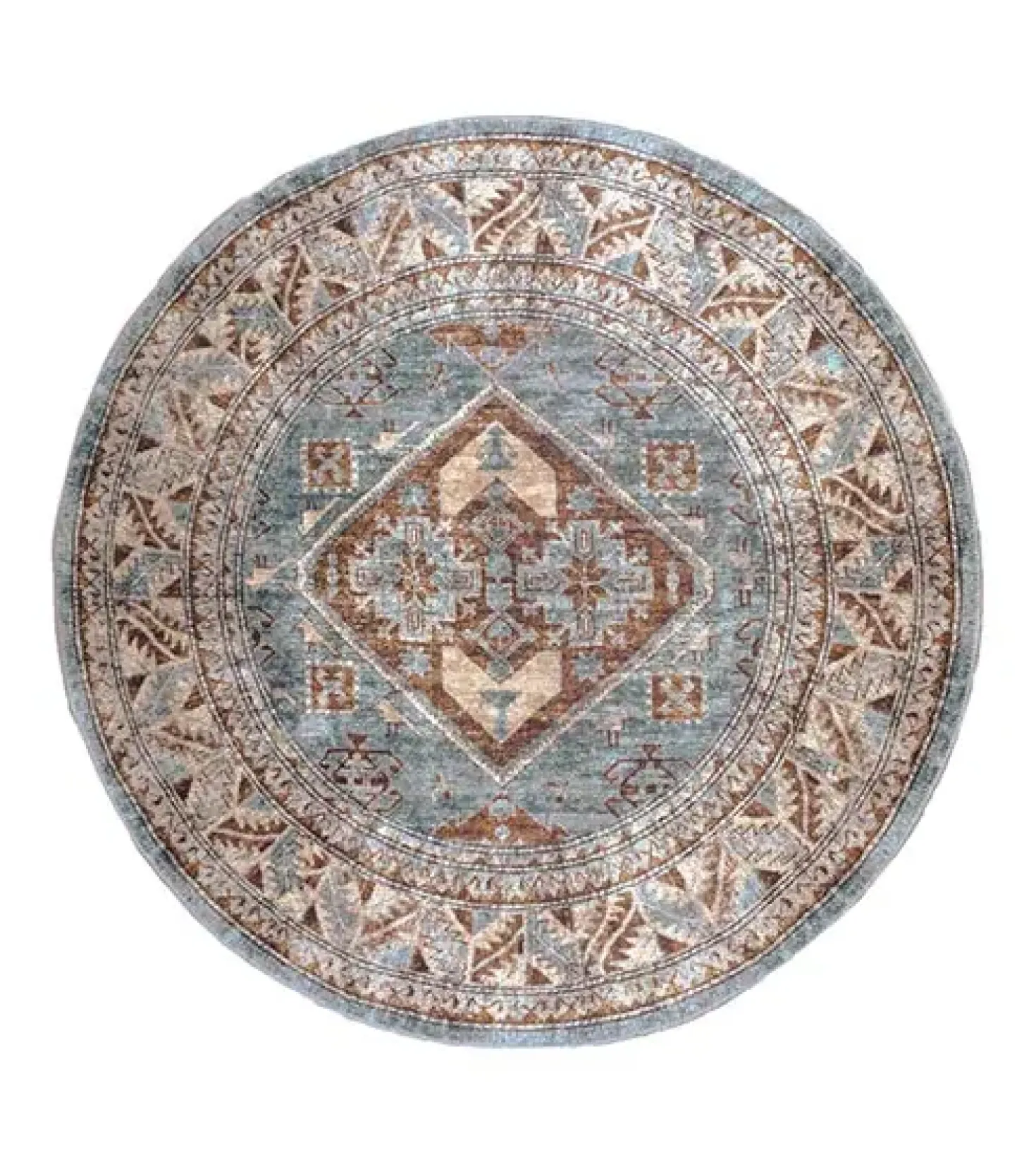 Zareen vloerkleed vintage rond blauw 3