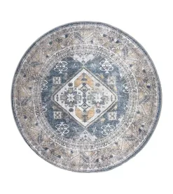 Zareen vloerkleed vintage rond blauw 2