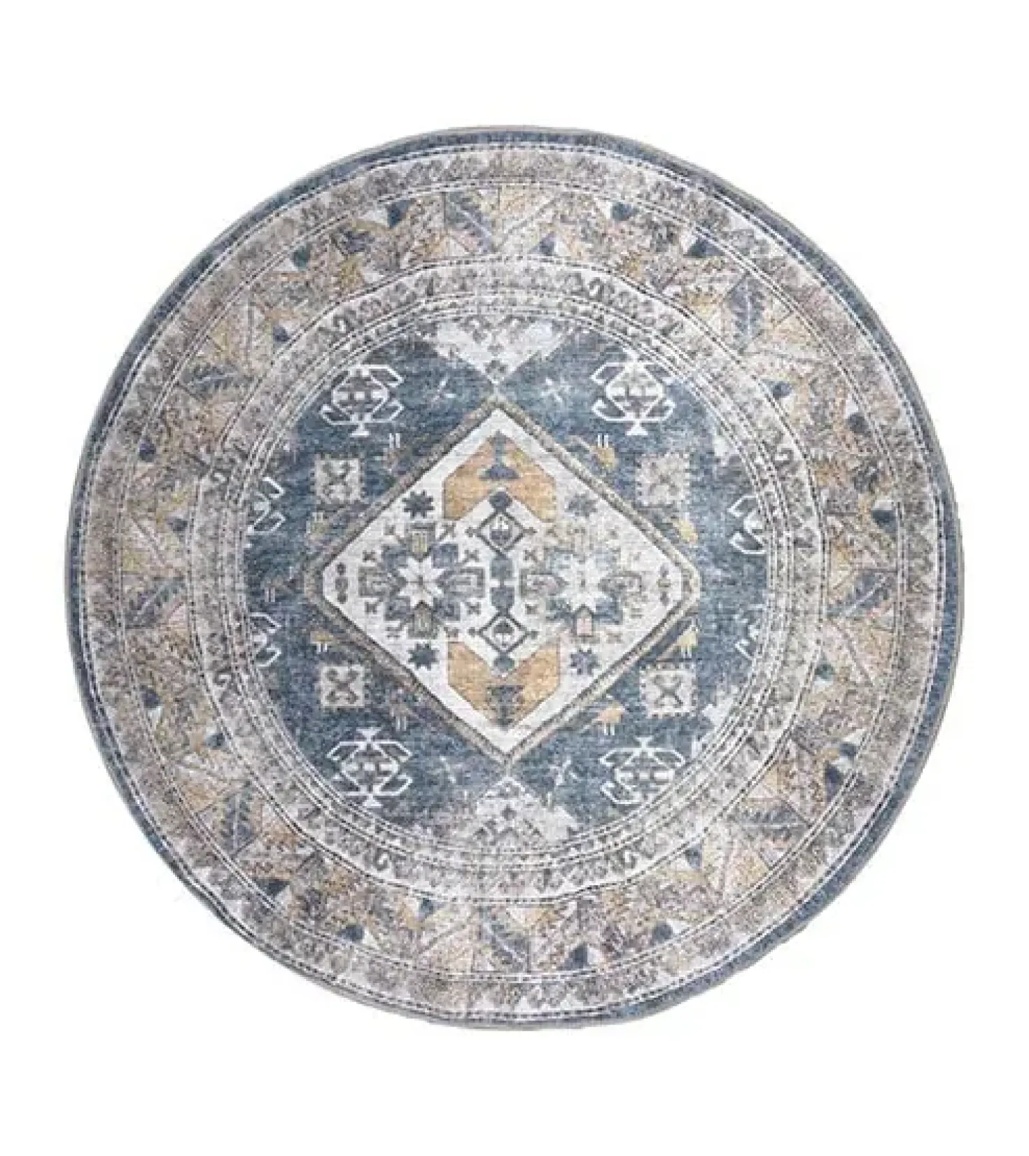 Zareen vloerkleed vintage rond blauw 2