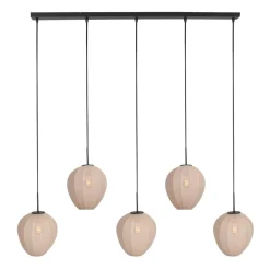 Zavi 5-lichts Hanglamp Crème Stof