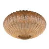 Zavi 5-lichts Hanglamp Geribbeld Amberglas