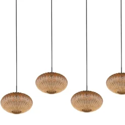 Zavi 5-lichts Hanglamp Geribbeld Amberglas