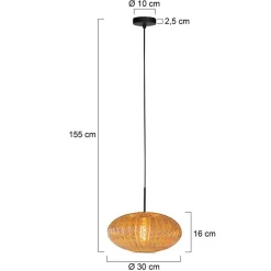 Zavi 1-lichts Hanglamp Geribbeld Amberglas