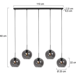 Zavi 5-lichts Hanglamp Smoke Bol