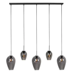 Zavi 5-lichts Hanglamp Smoke Langwerpig