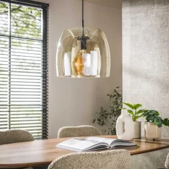 Zeldana 1-lichts Hanglamp Amber glas