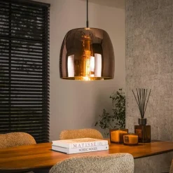 Zeldana 1-lichts Hanglamp Koper glas