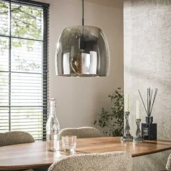 Zeldana 1-lichts Hanglamp Smoke glas