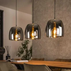 Zeldana 3-lichts Hanglamp Smoke glas