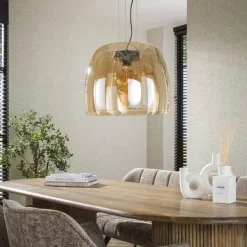 Zeldana 1-lichts Hanglamp XL Amberglas