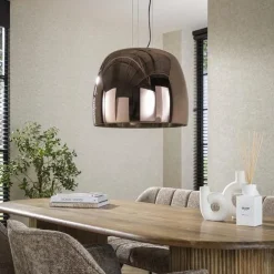 Zeldana 1-lichts Hanglamp XL Koper Glas