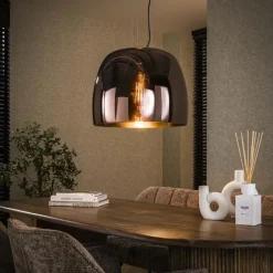 Zeldana 1-lichts Hanglamp XL Koper Glas