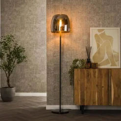 Zeldana 1-lichts Vloerlamp Smoke glas