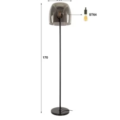 Zeldana 1-lichts Vloerlamp Smoke glas