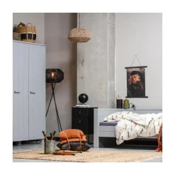 Zola Nachtkastje met Lade en Deur Zwart 40cm